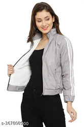 Warm, trendy women's full-fur polyester jacket in solid fleece fabric, perfect for winter wear with round neck and zip closer. Full sleeve, hooded style