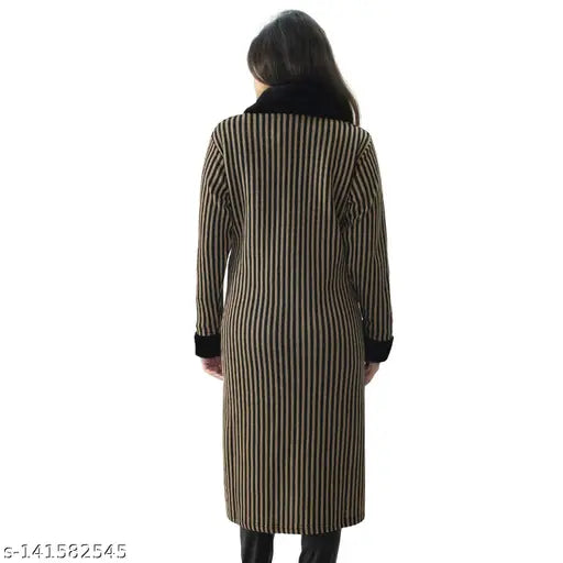 Brown wool long-sleeved Matelco printed kurti & kurtas with intricate design, Indian handcrafted women's shirt on mannequin