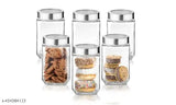 Transparent BPA-free glass kitchen storage jar (6 pack), ideal for spices, pickles, dry fruits, and pantry organization