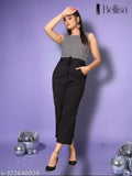 Comfy black Lycra sleeveless jumpsuit, stylish party wear for women in various sizes (S-XL) with a peach color option