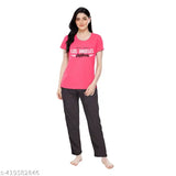 Soft cotton women's pyjama set with printed top and shorts, comfortable and breathable sleepwear for versatile sizing