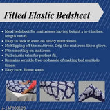 Glace cotton, checked print, fitted king size double bedsheet with 2 pillow covers. Ideal for summer, adult use in 4-8 inch mattresses. Made in India