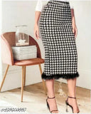 Black & white printed net polycotton skirt for women's fashion, animal print trendy one-piece skirt. Size 26 (waist 26in, length 28in, hip 34in), India origin