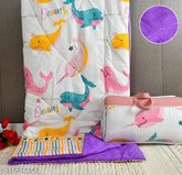 Soft cotton 3D printed comforter with white dolphin design, ideal for kids' single bed size