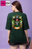 Oversized printed cotton half sleeve t-shirt for women & girls, SWIFTLY Tempo design from India