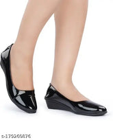 Indian patent leather women's ballerina flats, solid color design for sizes IND-3 to IND-8