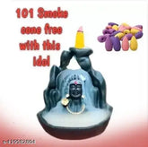 Black poly resin Adi Shankara idol with smoke fountain, 8cmx11cmx10cm. Made in India, inspired by traditional Indian roots and ideal for special occasions