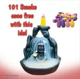 Black poly resin Adi Shankara idol with smoke fountain, 8cmx11cmx10cm. Made in India, inspired by traditional Indian roots and ideal for special occasions
