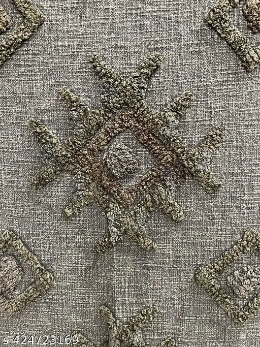 Stone-washed cotton blend tufted throw with ethnic motifs, perfect for AC blanket, bedsheets, or sofa cover. Indian export quality." (124 characters)