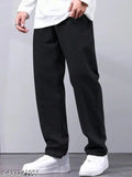 Mens Steright Fit black cotton baggy, solid net clothing for men's casual wear - size 28 (waist 29in, length 38in, hip 35in)