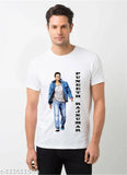 Cotton blend t-shirt with Puneeth Rajkumar print, short sleeves, available in M, L, XL, XXL. Indian fashion apparel on model
