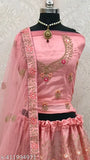 Embroidered net lehenga choli and dupatta set, free size Indian bridal wear