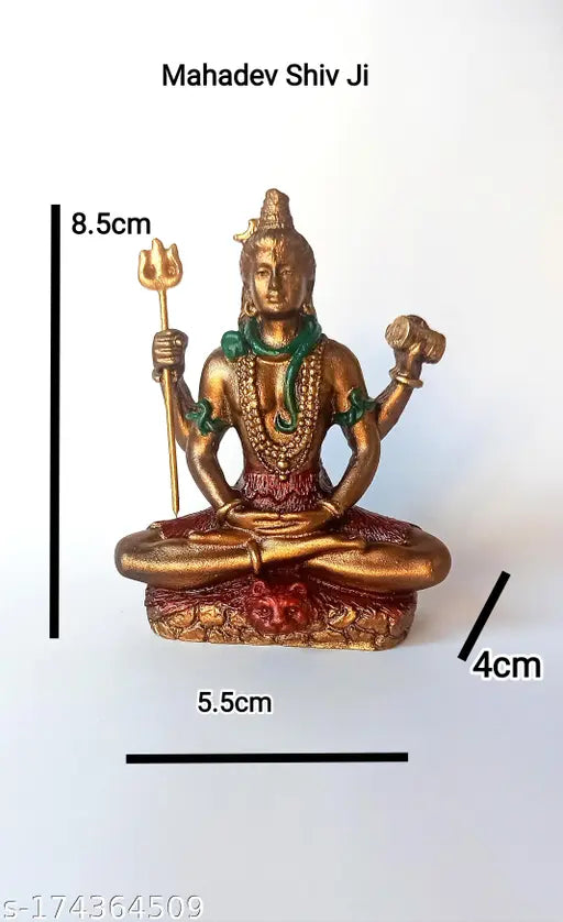 Marble dust Small Shiv Mahadev Bhola Shankara statue, unique Indian design for indoor home decor or car dashboard