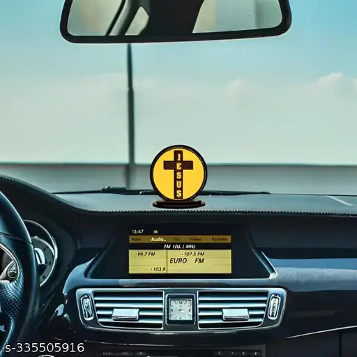 High-quality wooden, matte finish Jesus Cross car dashboard idol - ideal for home decor or gifting purposes