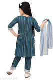 Embellished rayon anarkali kurta set with dupatta for girls (5-6, 6-7, 7-8 years), Indian traditional clothing