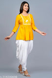 Rayon tunic-dhoti set top and bottom, three-quarter sleeves, Indian ethnic wear for men or women