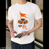 Polyester half-sleeve printed men's Hindu round neck T-shirt, Indian origin