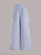 Cotton blend printed stripe pants, women's regular fit for casual wear - Diva Collection, Indian summer suitable fabric