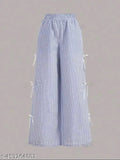 Cotton blend printed stripe pants, women's regular fit for casual wear - Diva Collection, Indian summer suitable fabric