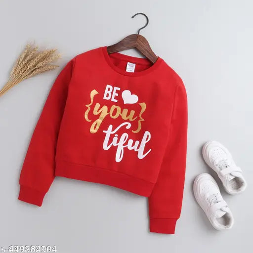 High-quality acrylic long-sleeve printed girl's sweatshirt pack of 1 - perfect for winter fashion, sizes 3-4 years, 6-7 years, and 8-9 years. Made in India
