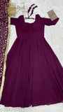 Faux georgette wine Anarkali 2-piece dress with embroidered dupatta, no bottom wear for women