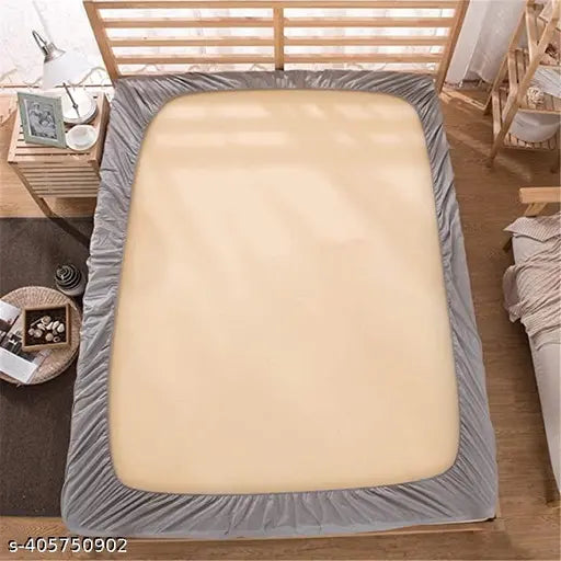 Glace cotton elastic fitted bedsheet (220TC), all-round elastic, pack of 1 with 2 pillow covers - premium quality geometric print, ideal for adult summers in India