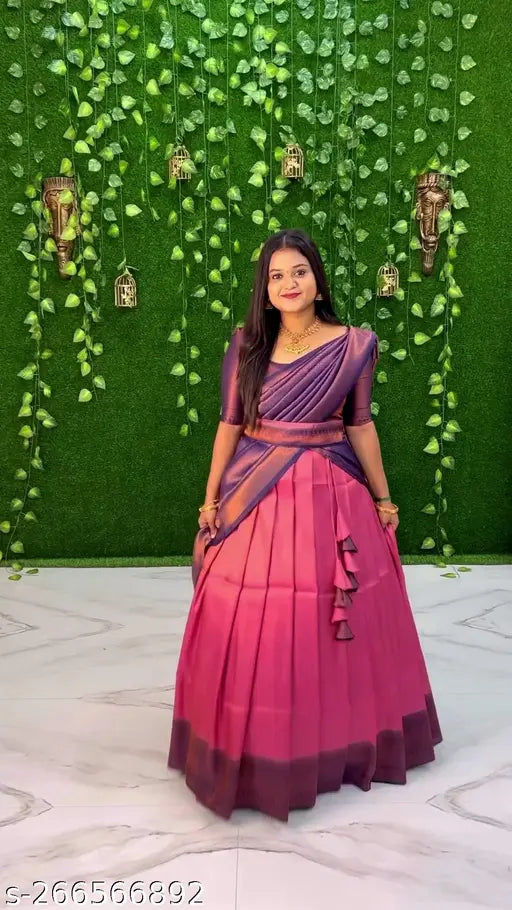 Soft silk and art silk unstitched Indian lehenga choli set, perfect for traditional events, South Design origin