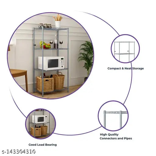 Modern stainless steel net kitchen holder, floor-mounted corner solution for maximized kitchen functionality