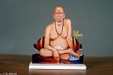 Wooden Swami Samarth Maharaj frame (8.7 x 9.4 cm), Indian indoor showpiece