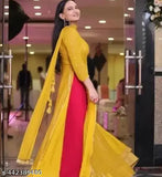 Embellished georgette women's palazzo dupatta, long sleeves, XL (Bust 42in, Len 56in, Waist 40in, Hip 44in)