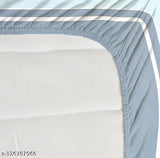 Comfort Home Striped Elastic Cotton Double Bedsheet Set with 2 pillow covers, 78x72+10 (Bed) & 28x18 (Pillow), Sky Blue, premium soft touch