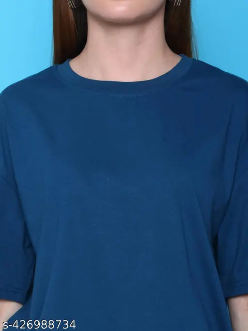 Women's cotton printed loose oversize t-shirt, long sleeves, vibrant design - size S (Bust 40in, Length 26in)