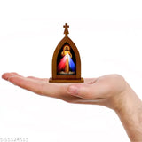 Multi-coloured acrylic Autoeasy Jesus Christ statue with Holy cross, ideal for home, office, or car dashboard