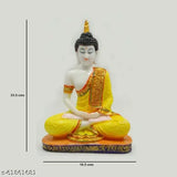 Yellow polyresin Buddha statue for home decoration and gifting (5.5" x 8.5" x 4.5")