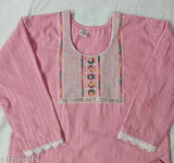 Embellished cotton kurti set for women and girls, three-quarter sleeves, Indian craftsmanship