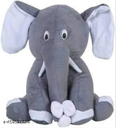 Grey unisex teddy bear elephant soft toy, kids playing with 22cm long plush animal, Indian-made stuffed toy