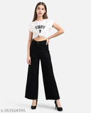 Women's black stretchable denim skinny jeans, high rise, straightfit boot lag design - India-made fashion essential for women