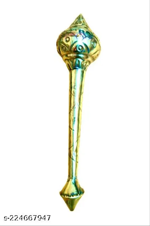 Golden brass Hanuman Ji Gada idol, 22cm size for spiritual protection