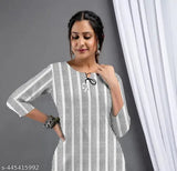 Striped cotton kurti palazzo set, three-quarter sleeves, pack of 2 sizes (M, L, XL, XXL), comfortable and affordable for women & girls, Indian origin