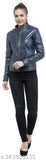 Leather-look full sleeve women's jacket, stylish 'Wolver' design with multiple zips, Pufaux material, S-XXXL sizes available