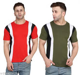Multicolor cotton Swiftly men's t-shirts (pack of 2), short sleeves, solid pattern