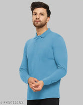 Cotfyne men's full sleeve polycotton solid polo t-shirt in solid colors, ideal for casual wardrobe, available in sizes L, XL, XXL, XXXL (India)
