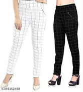 Checked Lycra jeggings pack of 2, versatile women's fashion in various sizes