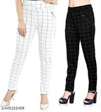 Checked Lycra jeggings pack of 2, versatile women's fashion in various sizes