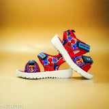 Red and black Spidey Strides patent leather sandals for kids, ideal for web-slinging adventures