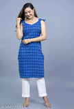 Green cotton kurta with butterfly sleeves, single-sized XS to XL, featuring a printed combo design