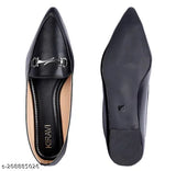 Black synthetic loafers: Kiravi D buckle bellies for women, perfect for formal or casual outfits