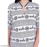 OM Printed cotton kurta, Mahakaal design, short sleeves for women, XL size, India origin