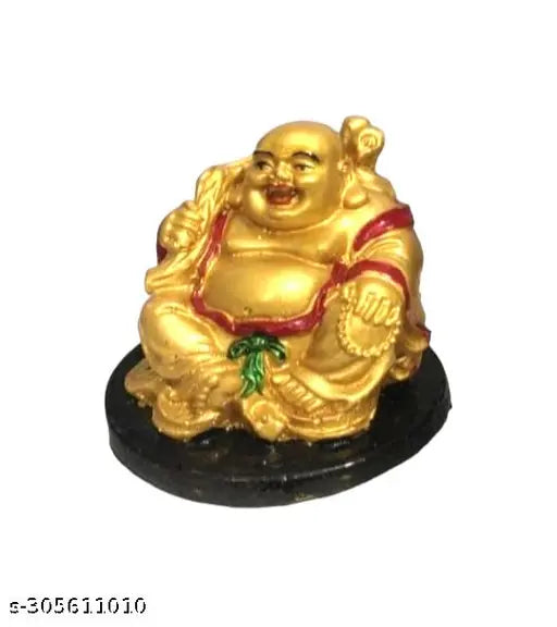 Poly resin Laughing Buddha statue for prosperity & wealth, 4 cm height, brings financial gains, symbolic display, country of origin: India