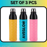 Multicolor leak-proof plastic water bottles for kids, set of 3 from Liberia with BIS/ISI certification and a capacity of 12 liters each